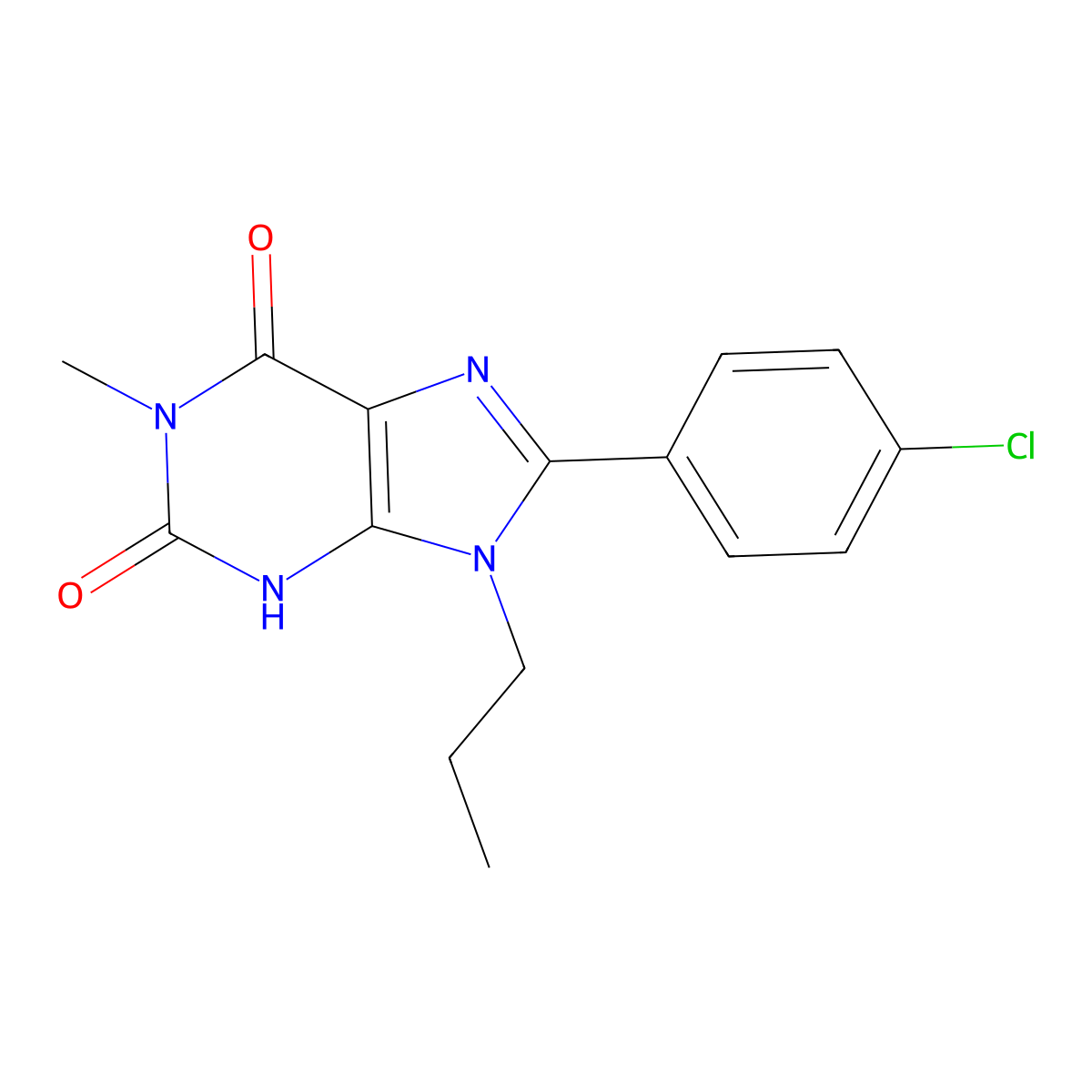 8-(4-chlorophenyl)-1-methyl-9-propyl-3H-purine-2,6-dione molecular structure, CAS 61080-35-1