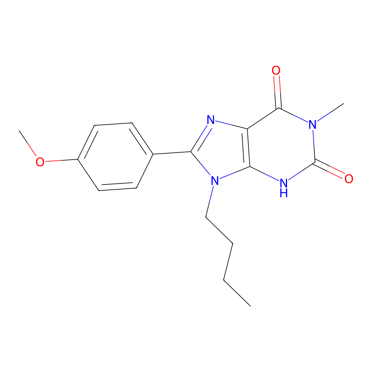 9-Butyl-8-(4-methoxy-phenyl)-1-methyl-3,9-dihydro-purine-2,6-dione molecular structure, CAS 61080-43-1