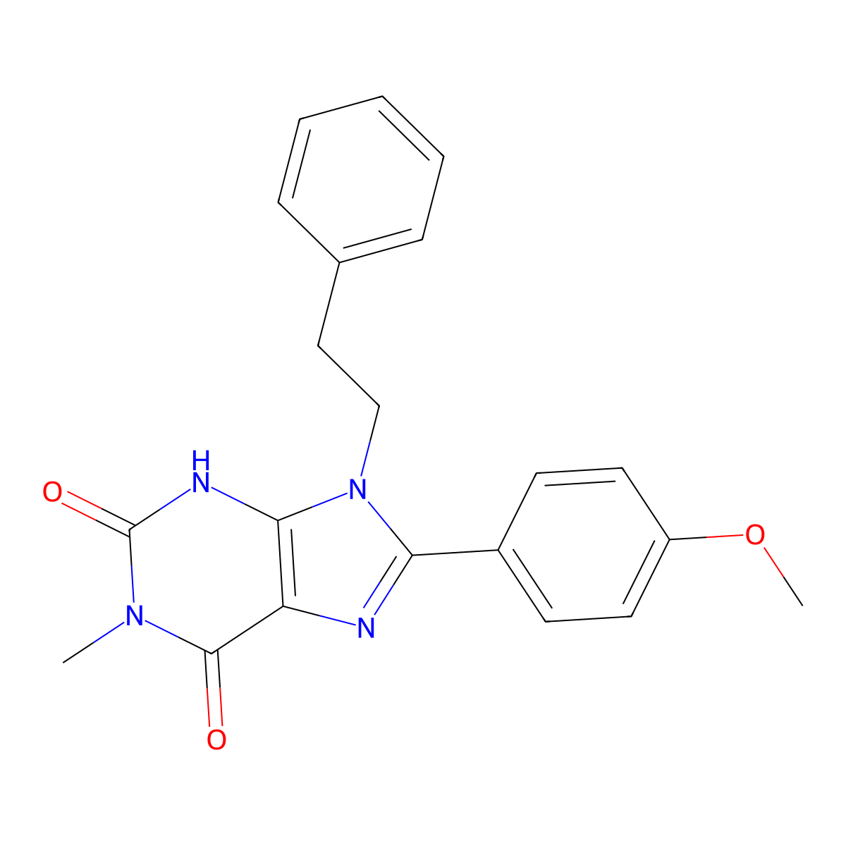 8-(4-Methoxy-phenyl)-1-methyl-9-phenethyl-3,9-dihydro-purine-2,6-dione molecular structure, CAS 61080-58-8