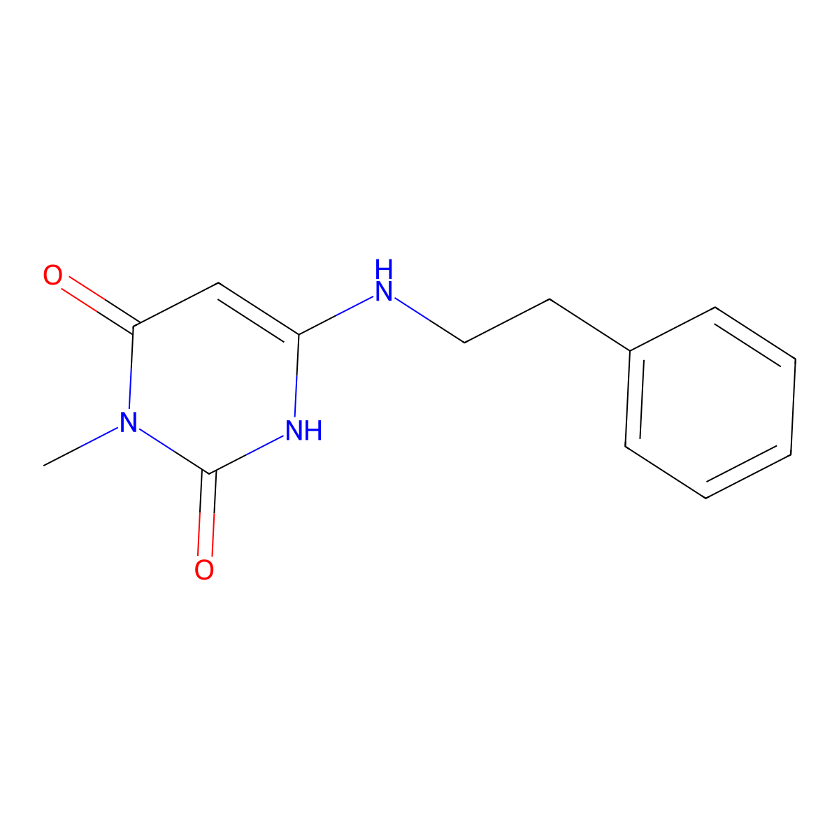 3-methyl-6-[(2-phenylethyl)amino]pyrimidine-2,4(1H,3H)-dione molecular structure, CAS 61080-66-8