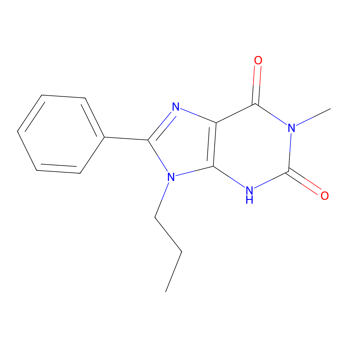 1-methyl-8-phenyl-9-propyl-3,9-dihydro-1H-purine-2,6-dione molecular structure, CAS 61080-67-9