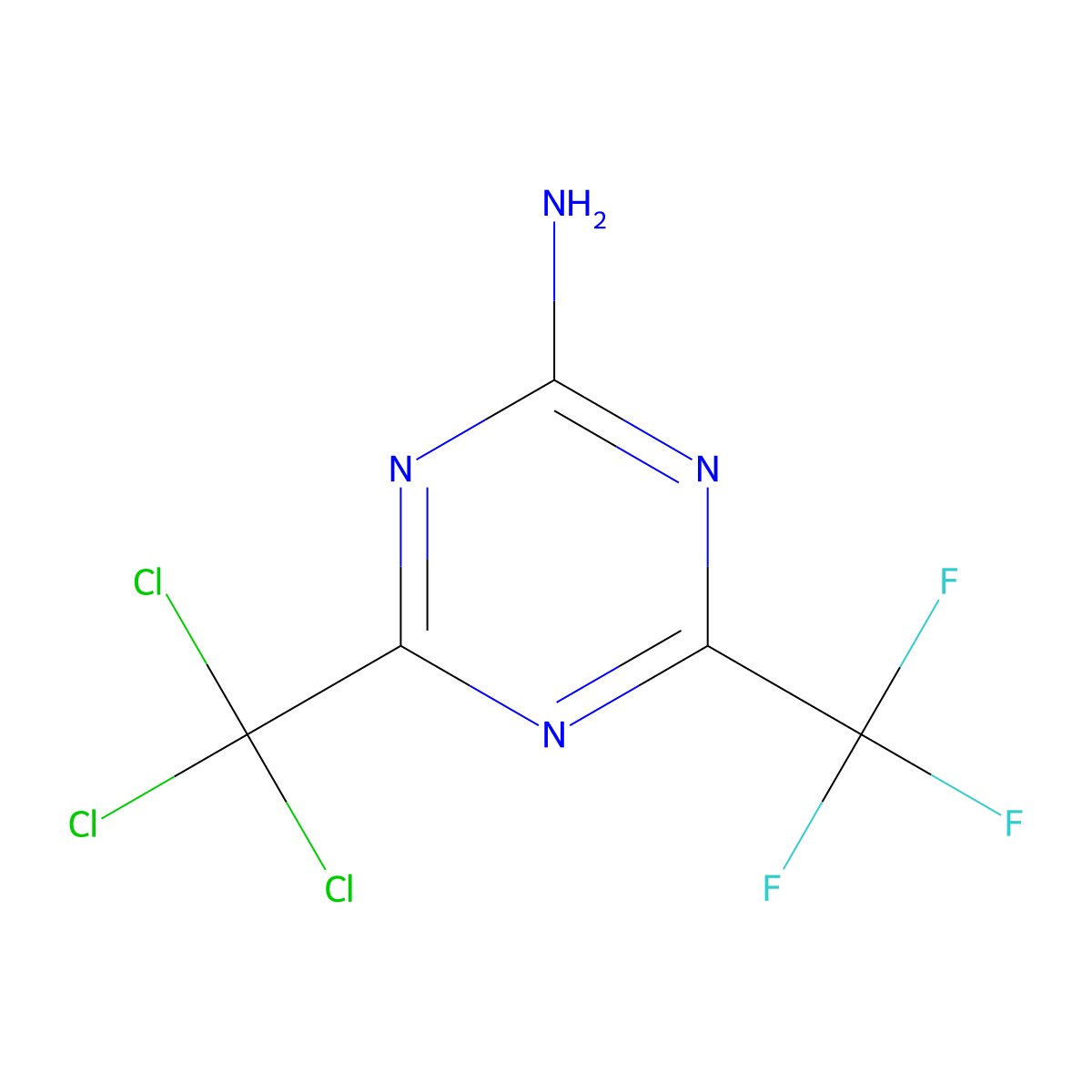 4-(Trichloromethyl)-6-(trifluoromethyl)-1,3,5-triazin-2-amine molecular structure, CAS 61082-43-7