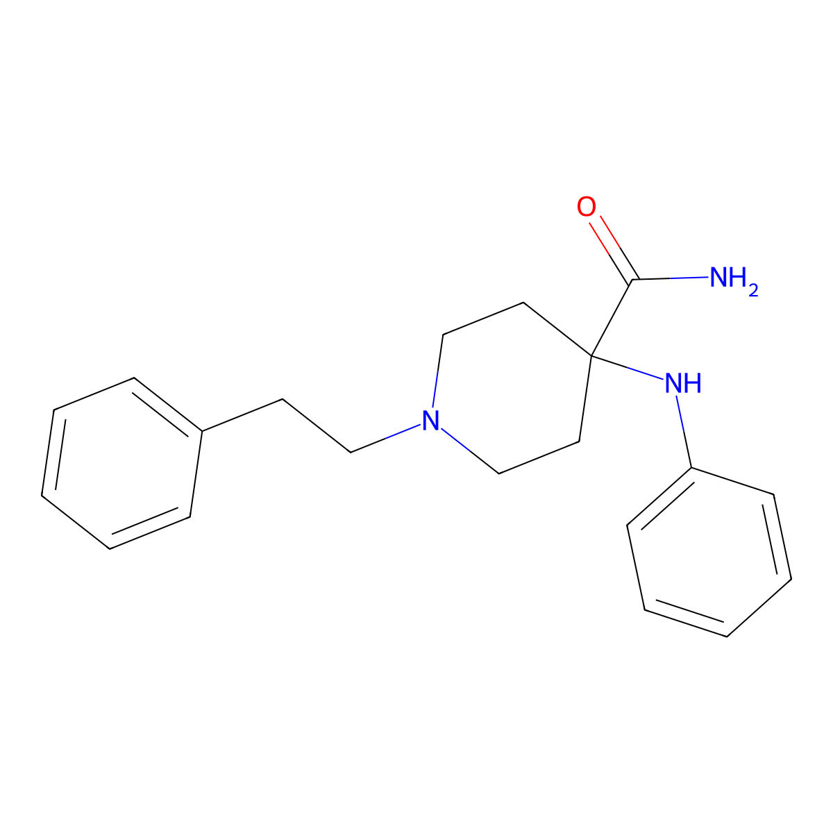 4-Piperidinecarboxamide, 4-(phenylamino)-1-(2-phenylethyl)- molecular structure, CAS 61085-40-3