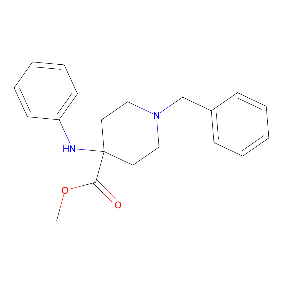 Methyl 1-benzyl-4-(phenylamino)piperidine-4-carboxylate molecular structure, CAS 61085-60-7