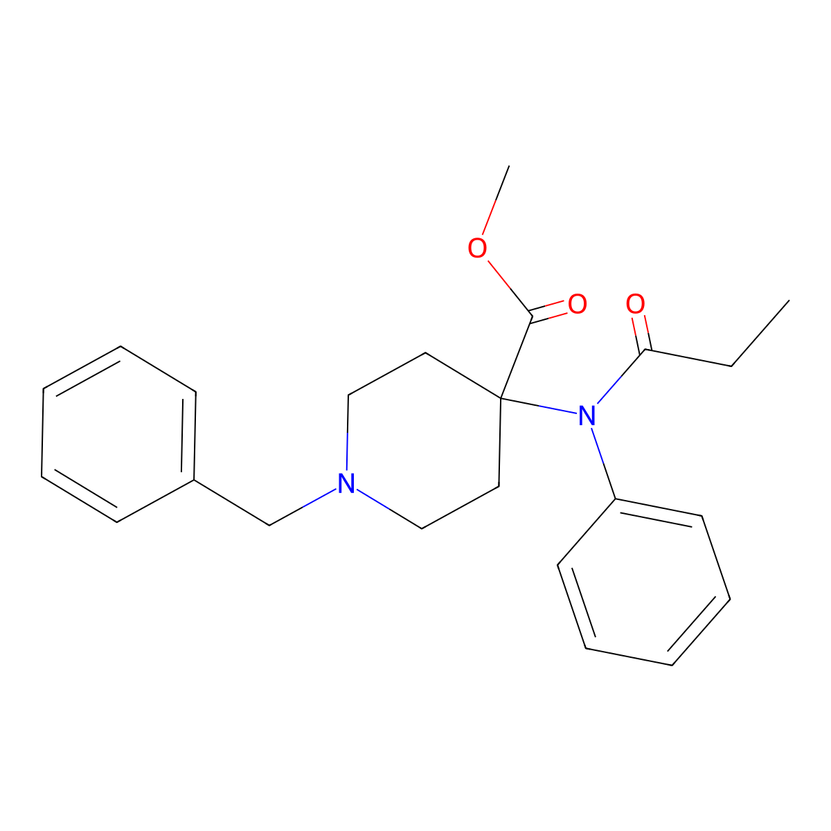 Methyl 4-((1-oxopropyl)phenylamino)-1-(phenylmethyl)-4-piperidinecarboxylate molecular structure, CAS 61085-72-1