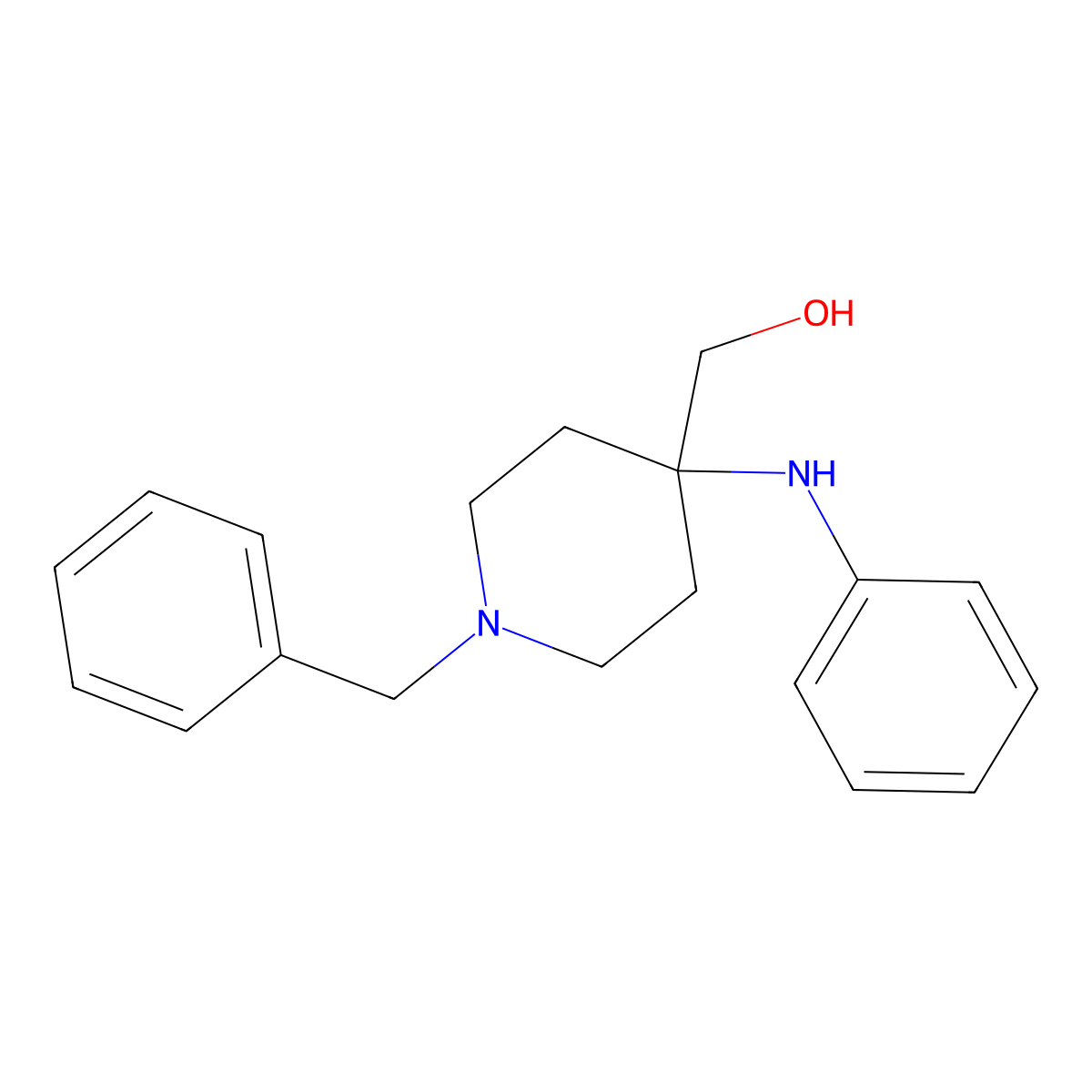 1-Benzyl-4-(phenylamino)piperidine-4-methanol molecular structure, CAS 61086-04-2