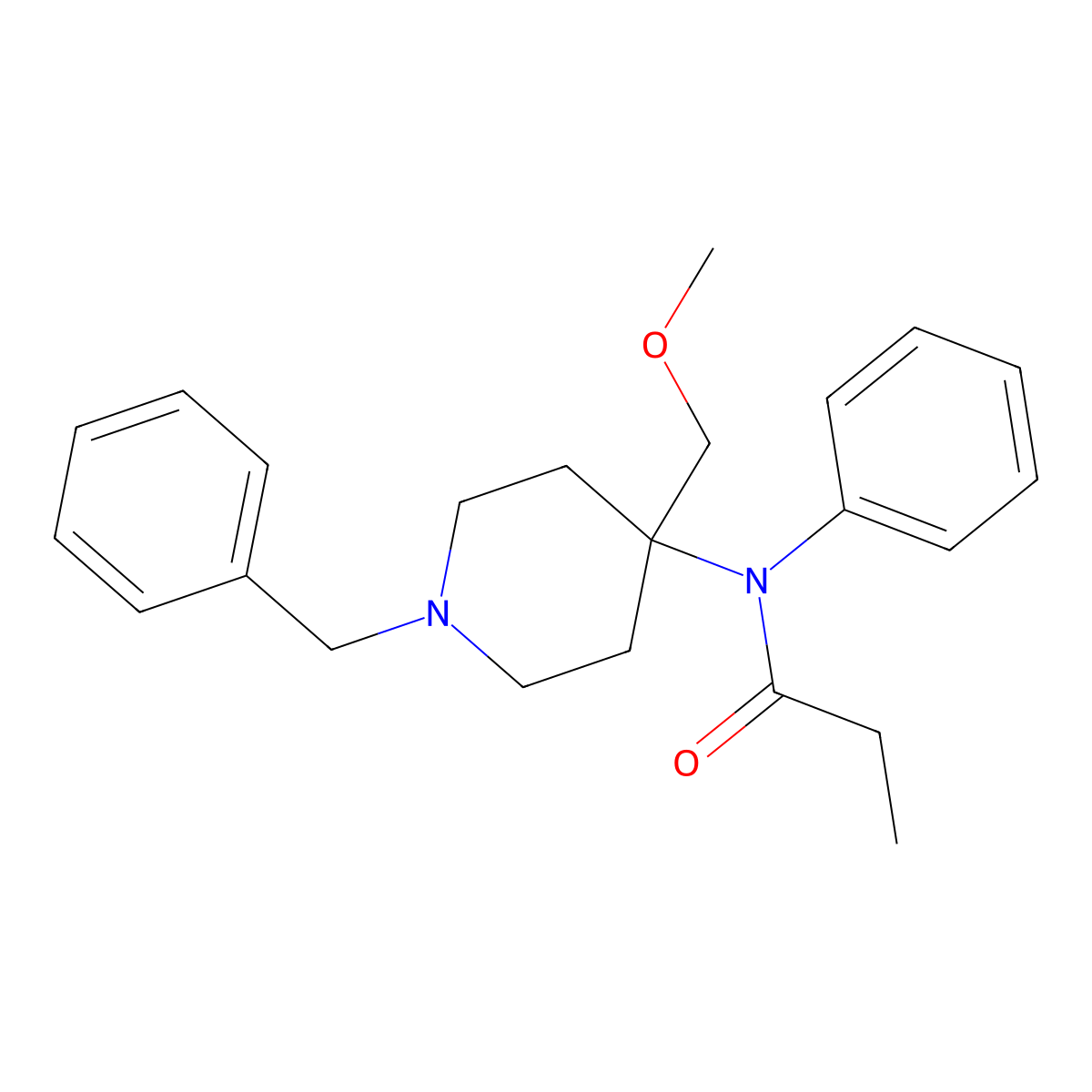 N-(1-Benzyl-4-(methoxymethyl)piperidin-4-yl)-N-phenylpropionamide molecular structure, CAS 61086-12-2
