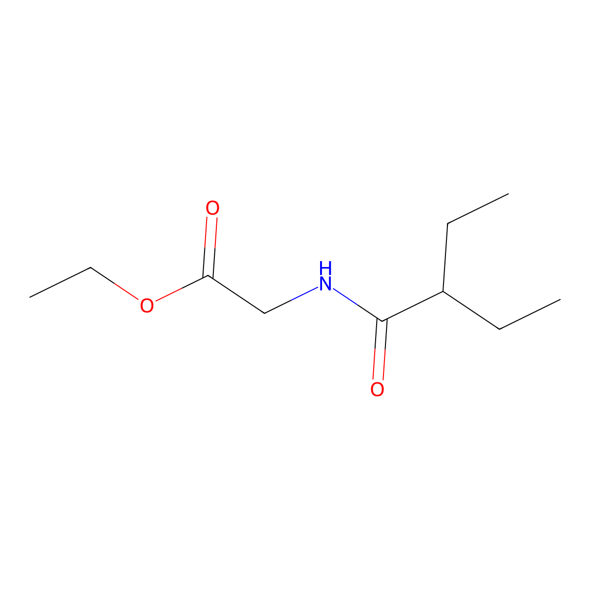 Ethyl 2-(2-ethylbutanoylamino)acetate molecular structure, CAS 6109-02-0