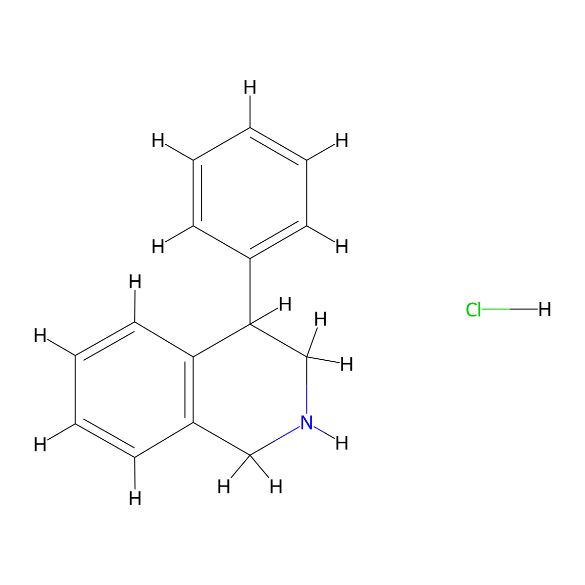 4-Phenyl-1,2,3,4-tetrahydroisoquinoline hydrochloride molecular structure, CAS 6109-35-9