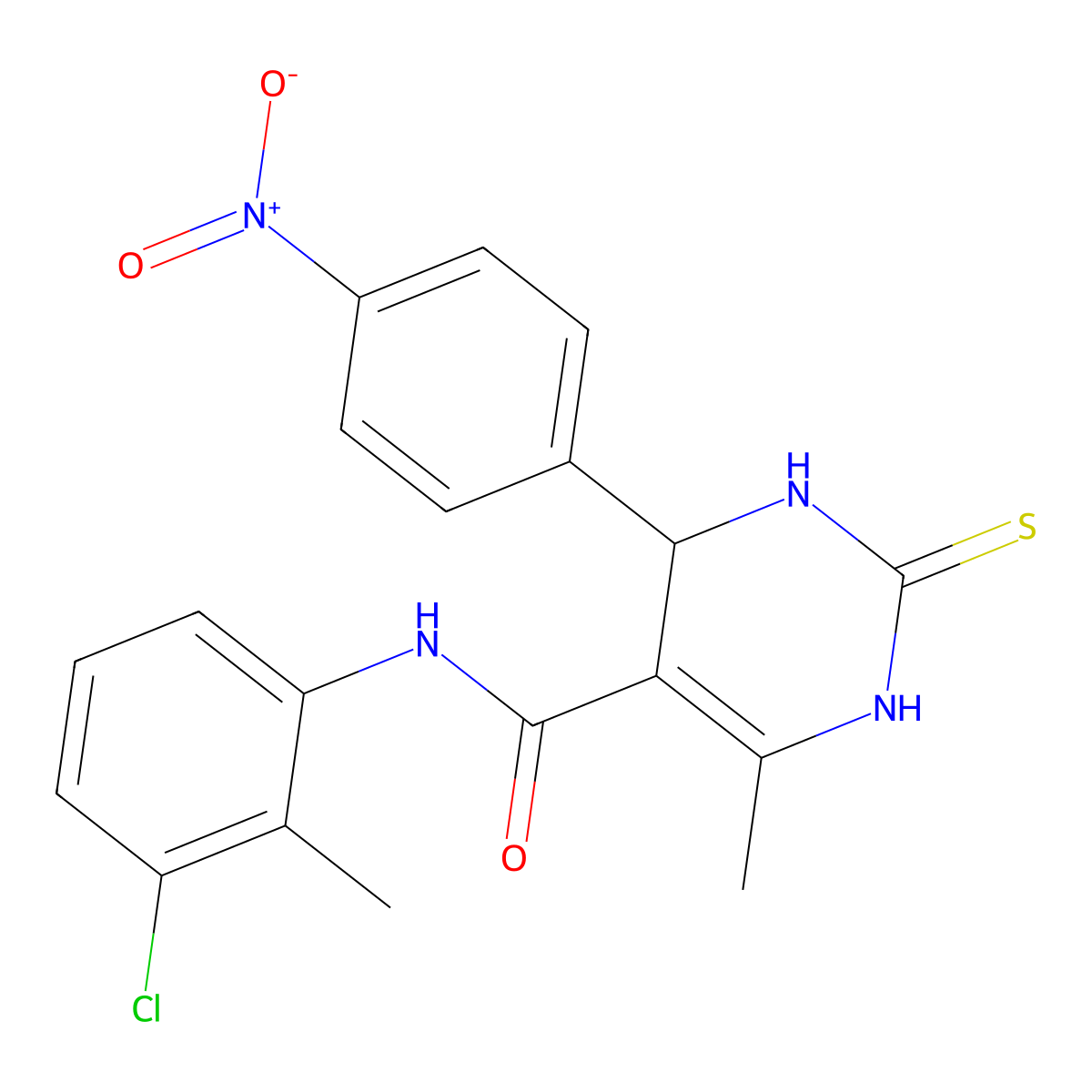 N-(3-Chloro-2-methylphenyl)-6-methyl-4-(4-nitrophenyl)-2-sulfanylidene-1,2,3,4-tetrahydropyrimidine-5-carboxamide molecular structure, CAS 6109-46-2