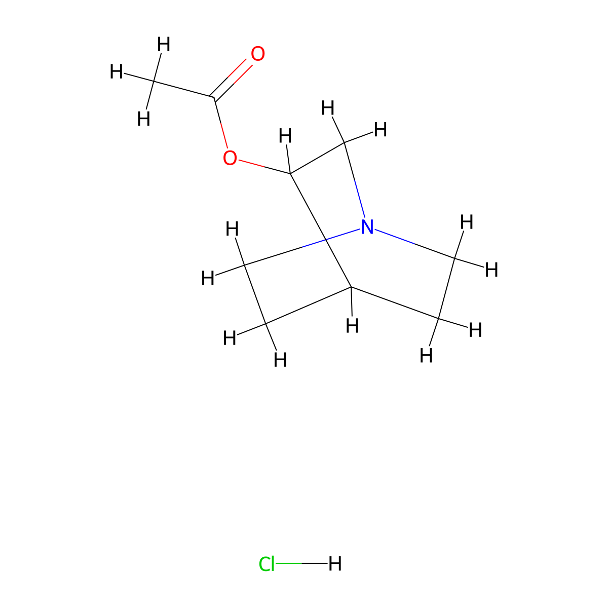 1-Azabicyclo(2.2.2)octan-3-ol, 3-acetate, hydrochloride (1:1) molecular structure, CAS 6109-70-2