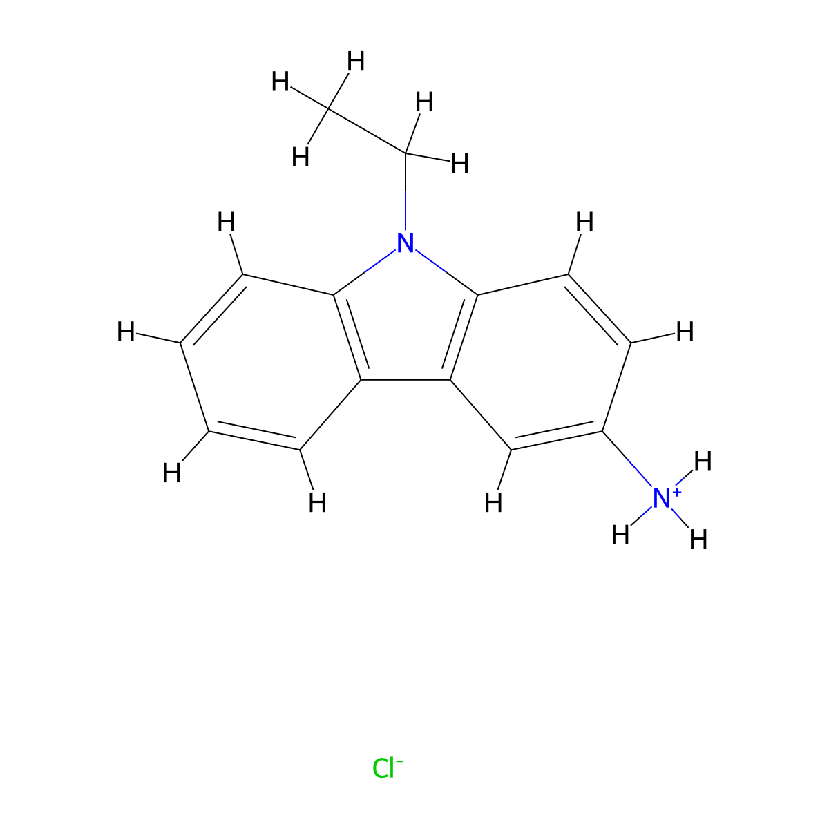 (9-Ethyl-9H-carbazol-3-yl)ammonium chloride molecular structure, CAS 6109-97-3
