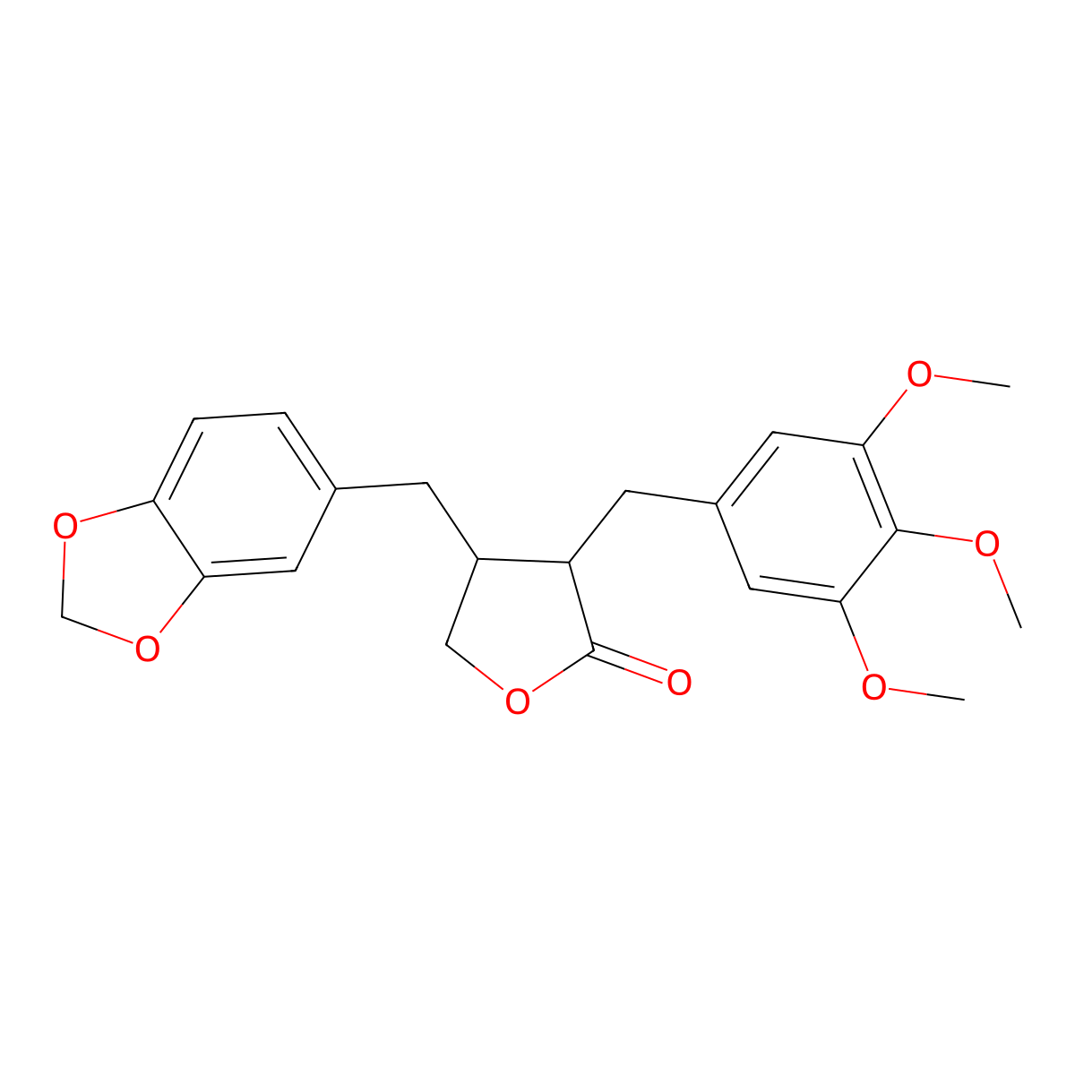 2-(3,4,5-Trimethoxybenzyl)-3-(3,4-methylenedioxybenzyl) butyrolactone molecular structure, CAS 61091-56-3