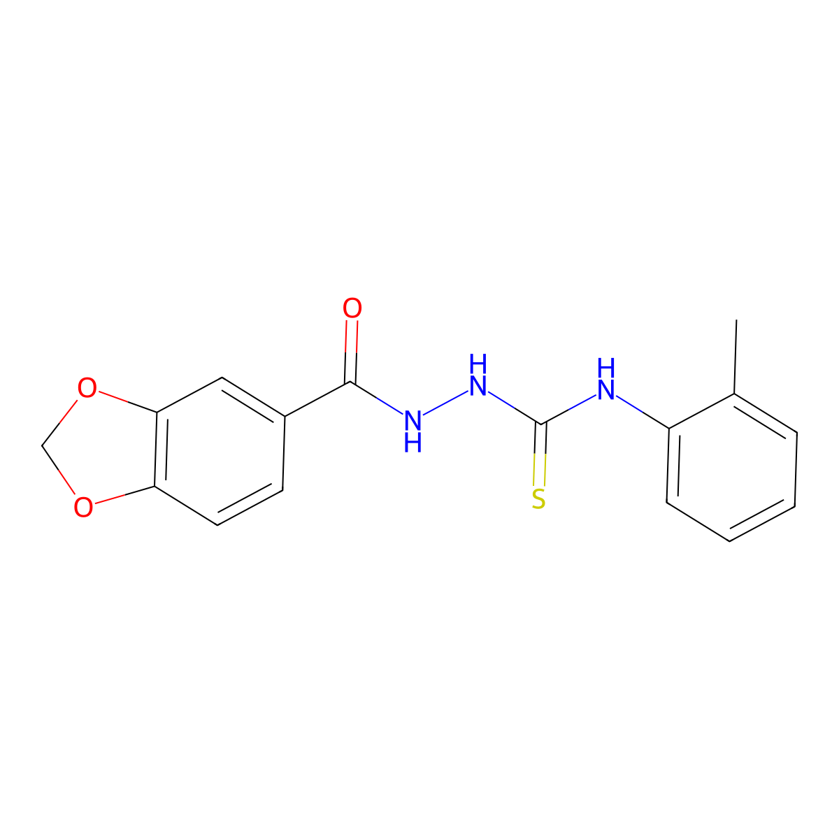 1-(1,3-Benzodioxole-5-carbonylamino)-3-(2-methylphenyl)thiourea molecular structure, CAS 61096-12-6