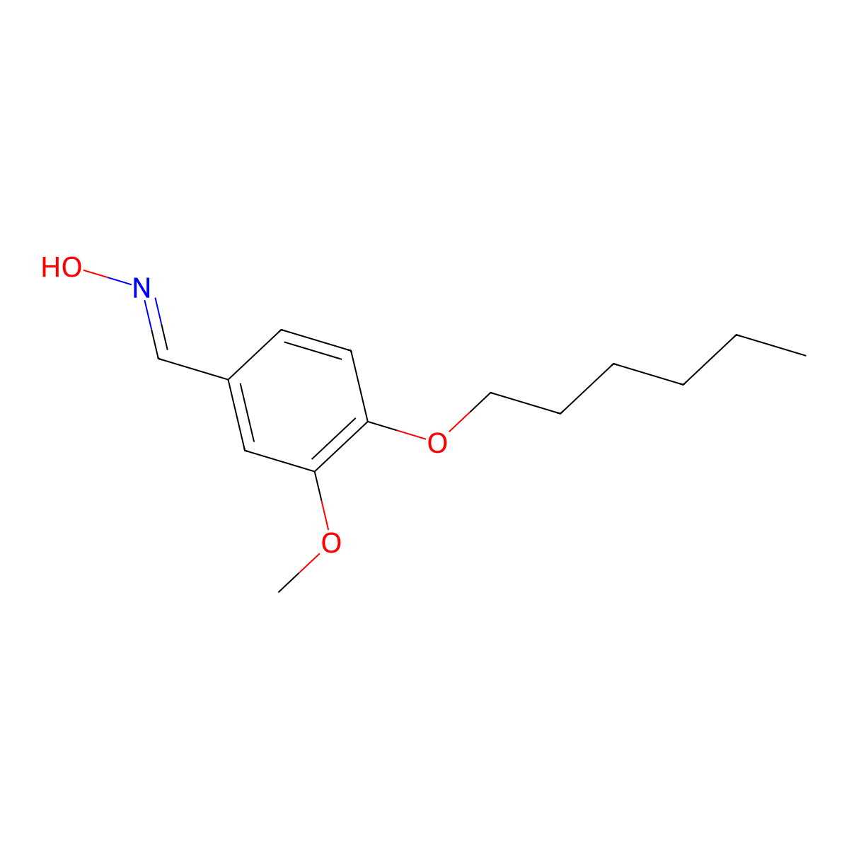 Benzaldehyde, 4-(hexyloxy)-3-methoxy-, oxime molecular structure, CAS 61096-92-2