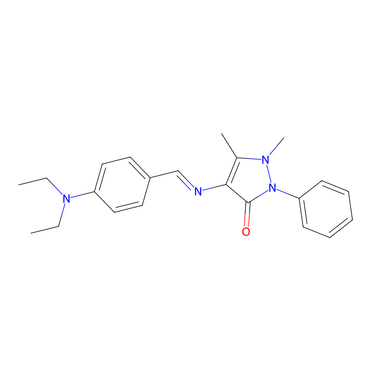 4-(4-(Diethylamino)benzylideneamino)antipyrine molecular structure, CAS 61098-09-7