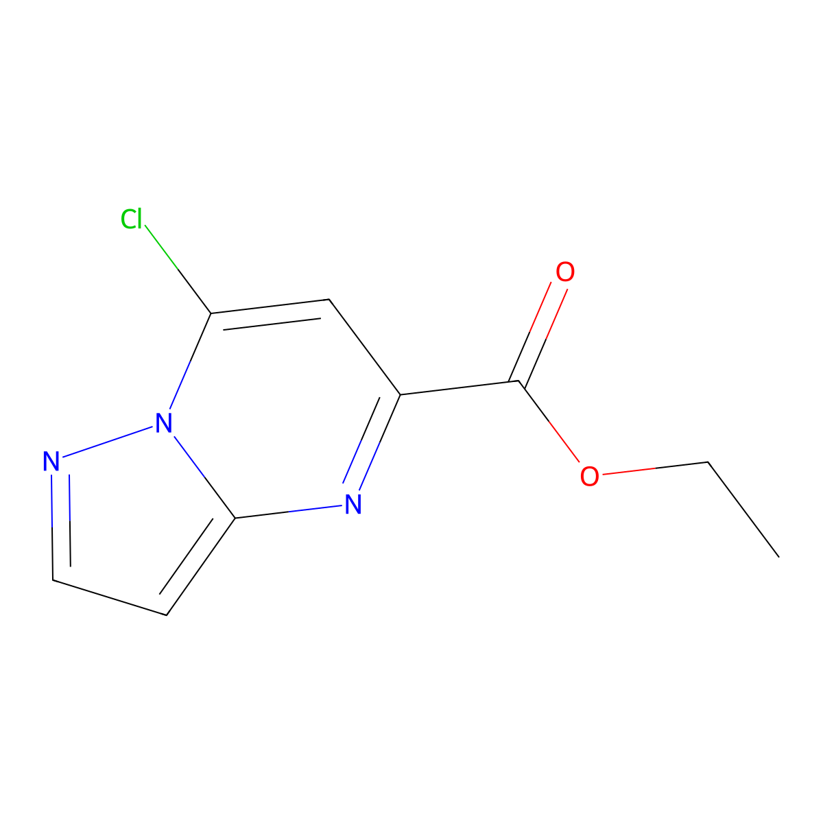 Ethyl 7-chloropyrazolo[1,5-a]pyrimidine-5-carboxylate molecular structure, CAS 61098-37-1