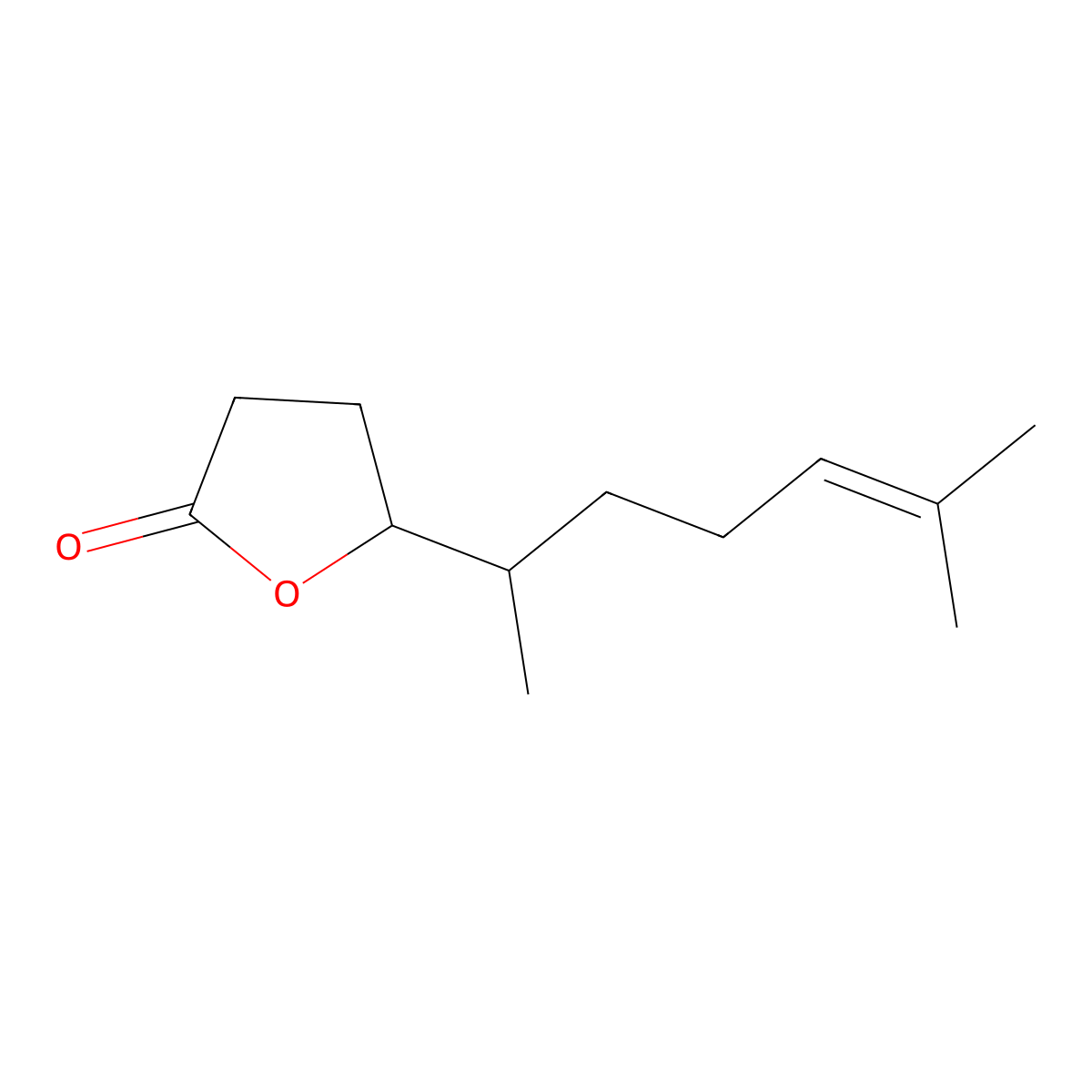 Citronellene lactone molecular structure, CAS 61099-53-4
