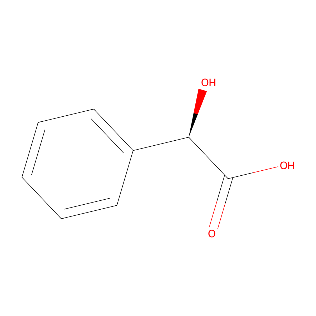 (-)-Mandelic acid molecular structure, CAS 611-71-2