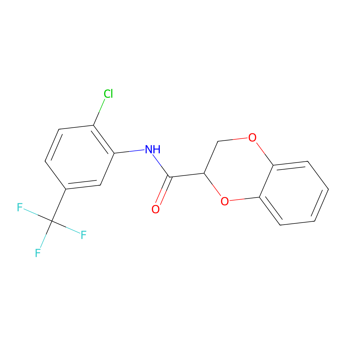 N-[2-chloro-5-(trifluoromethyl)phenyl]-2,3-dihydro-1,4-benzodioxine-2-carboxamide molecular structure, CAS 6110-68-5