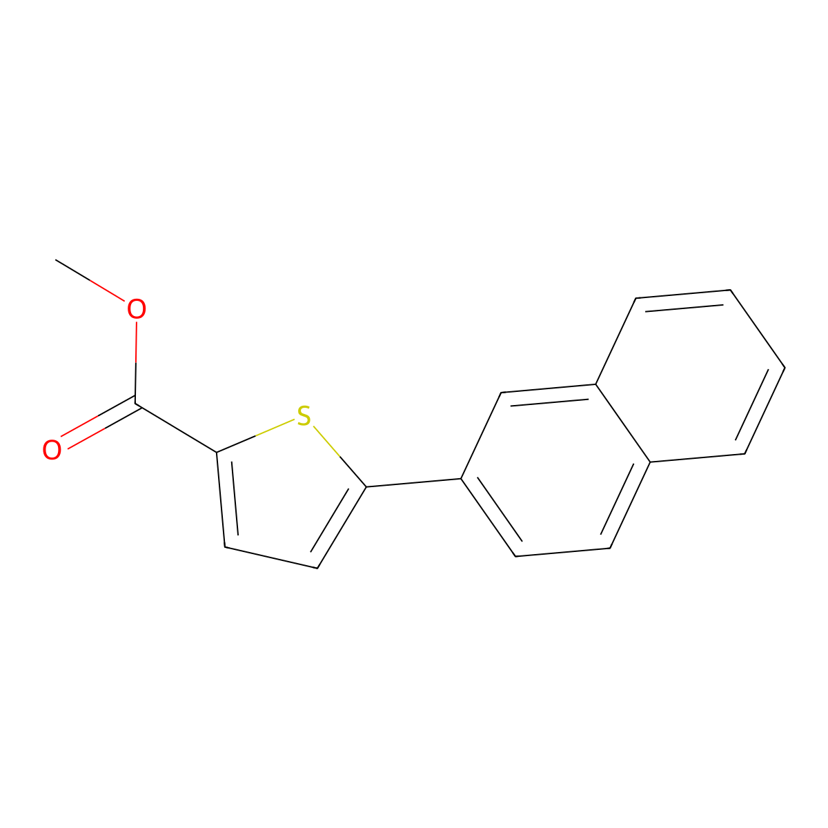 2-Thiophenecarboxylic acid, 5-(2-naphthalenyl)-, methyl ester molecular structure, CAS 61100-13-8