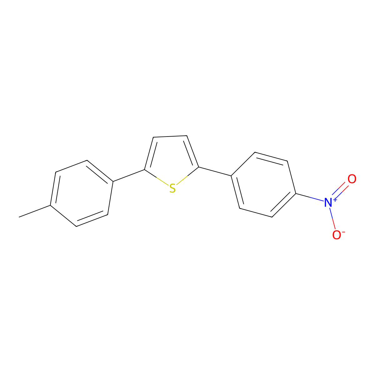 Thiophene, 2-(4-methylphenyl)-5-(4-nitrophenyl)- molecular structure, CAS 61100-20-7