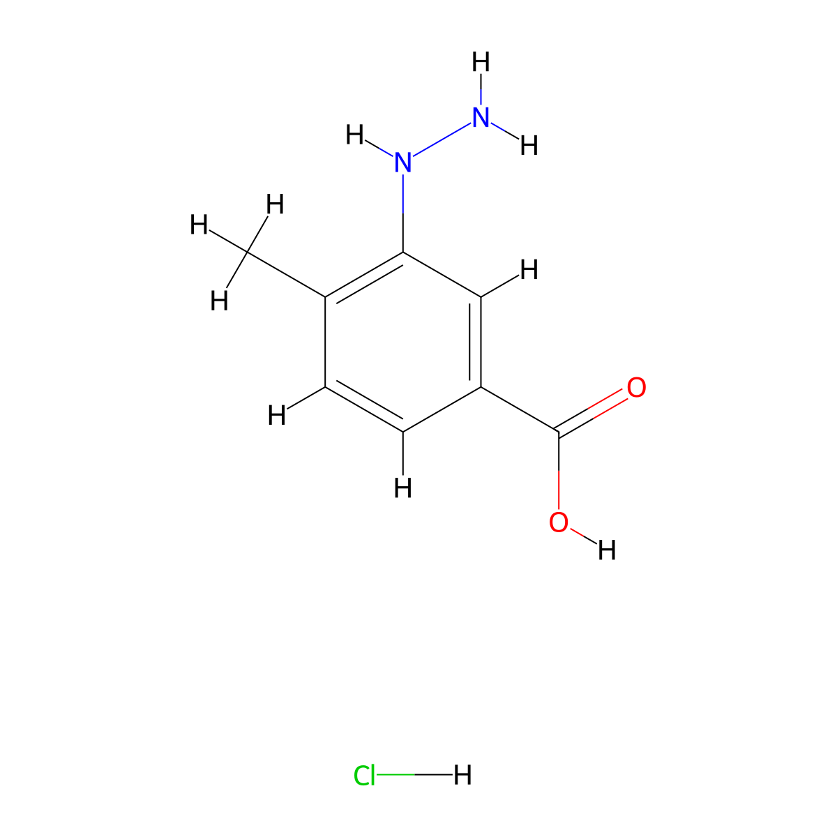 3-Hydrazino-4-methylbenzoic acid hydrochloride molecular structure, CAS 61100-70-7