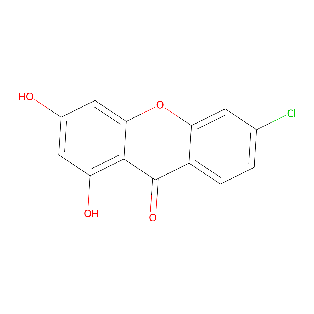6-chloro-1,3-dihydroxy-9H-xanthen-9-one molecular structure, CAS 61101-89-1