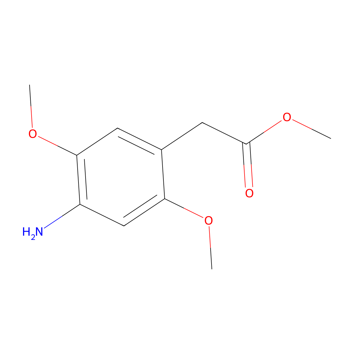 Methyl 2-(4-amino-2,5-dimethoxyphenyl)acetate molecular structure, CAS 61103-16-0