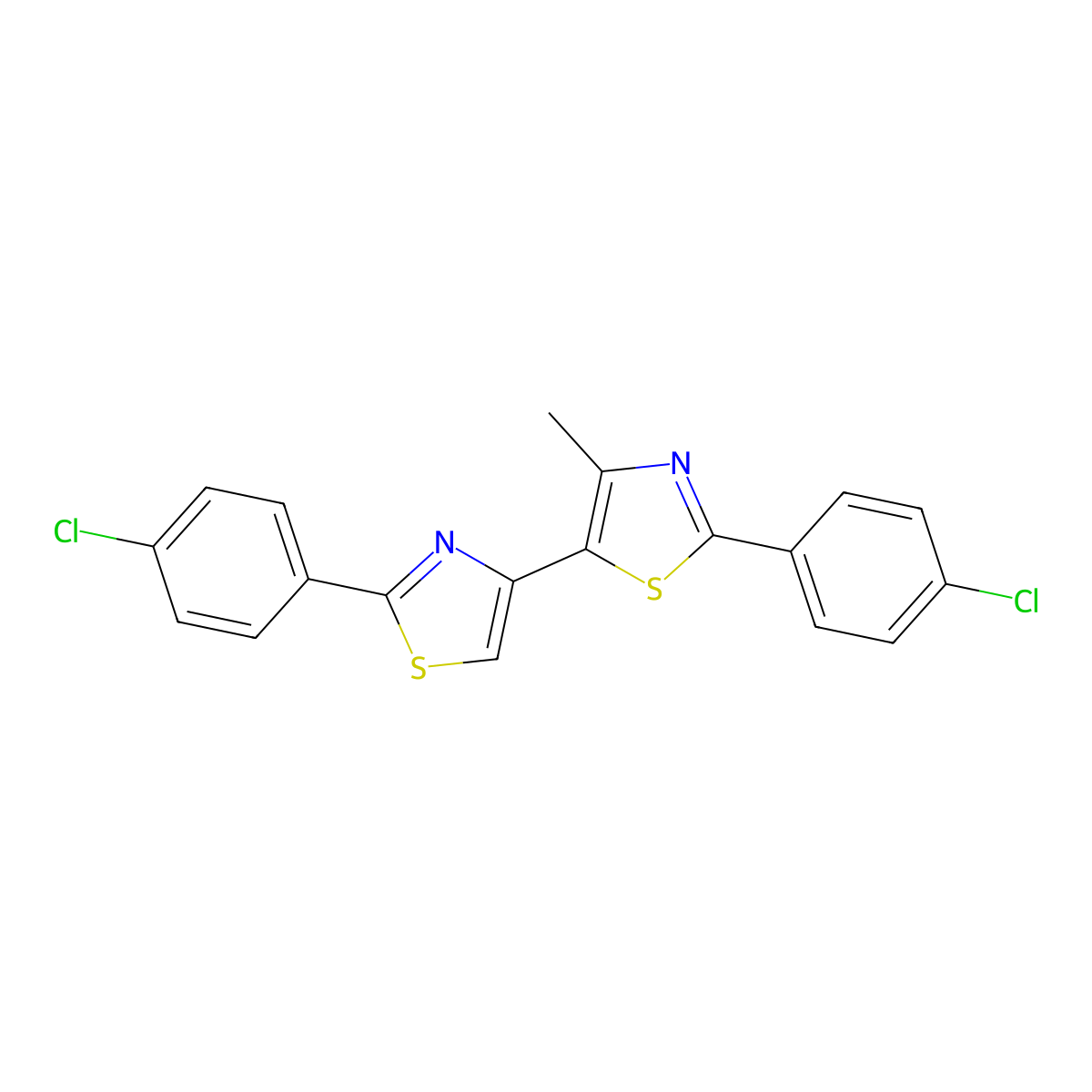 2-(4-Chlorophenyl)-5-[2-(4-chlorophenyl)-1,3-thiazol-4-yl]-4-methyl-1,3-thiazole molecular structure, CAS 61108-33-6