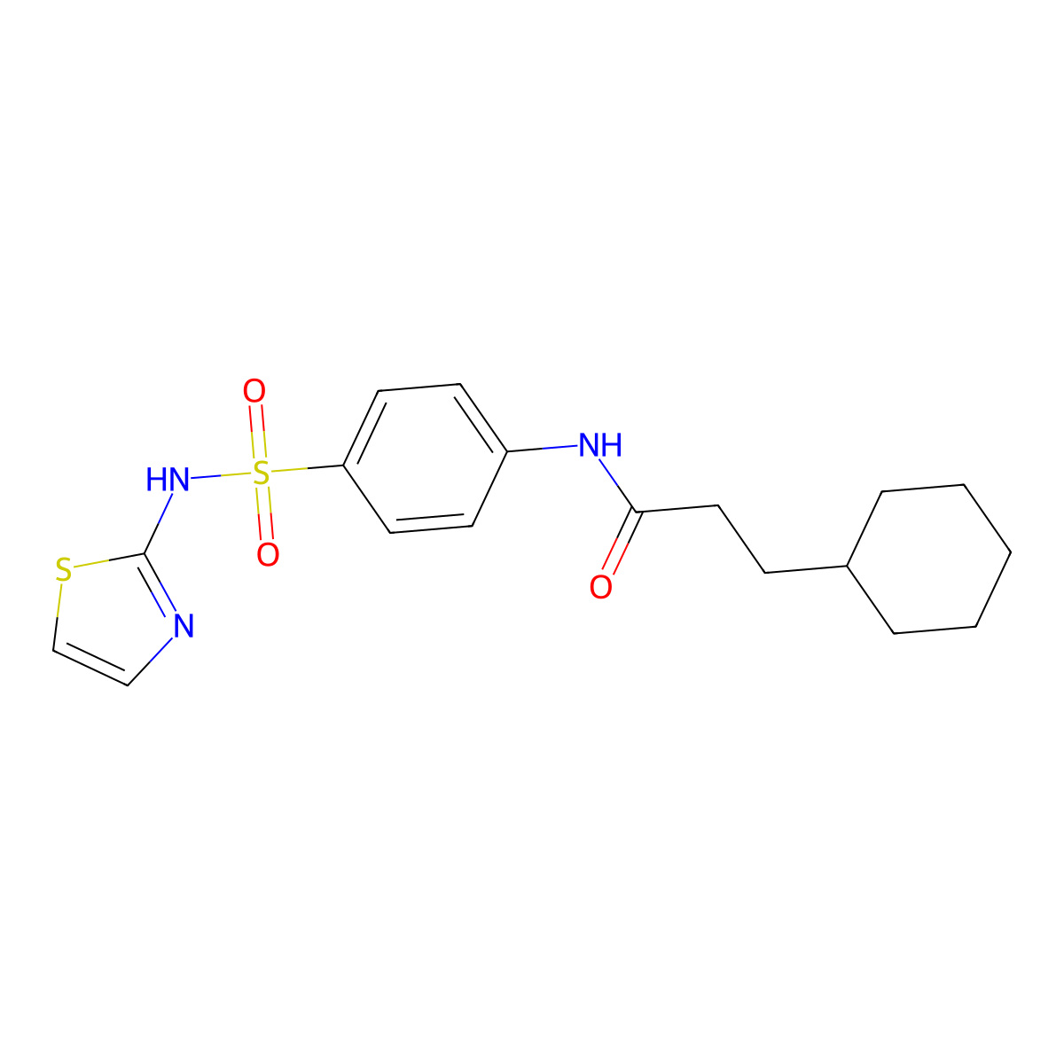 3-cyclohexyl-N-[4-(1,3-thiazol-2-ylsulfamoyl)phenyl]propanamide molecular structure, CAS 6111-28-0