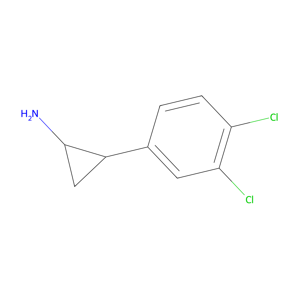 2-(3,4-Dichlorophenyl)cyclopropan-1-amine molecular structure, CAS 61114-42-9