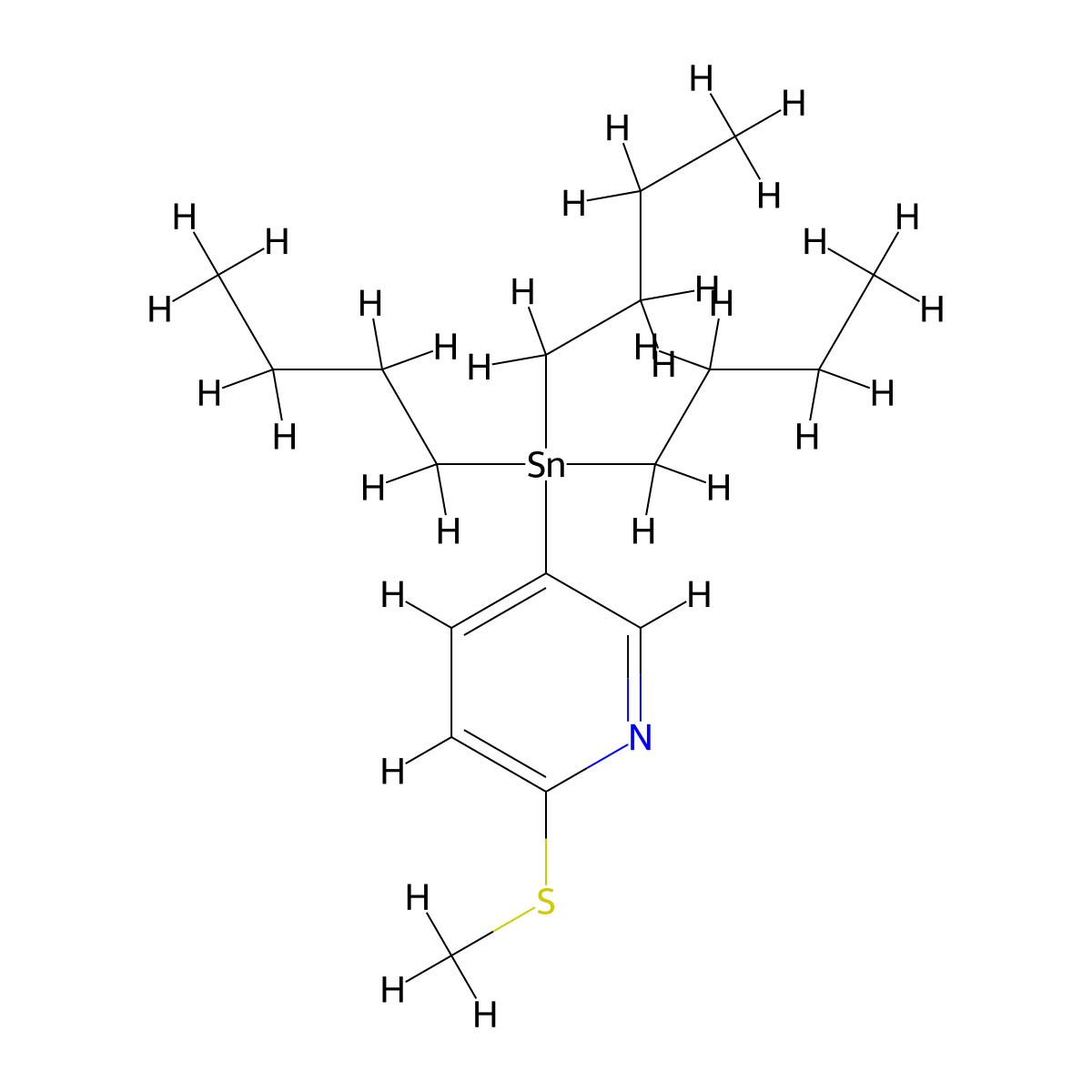 2-(Methylsulfanyl)-5-(tributylstannyl)pyridine molecular structure, CAS 611168-64-0