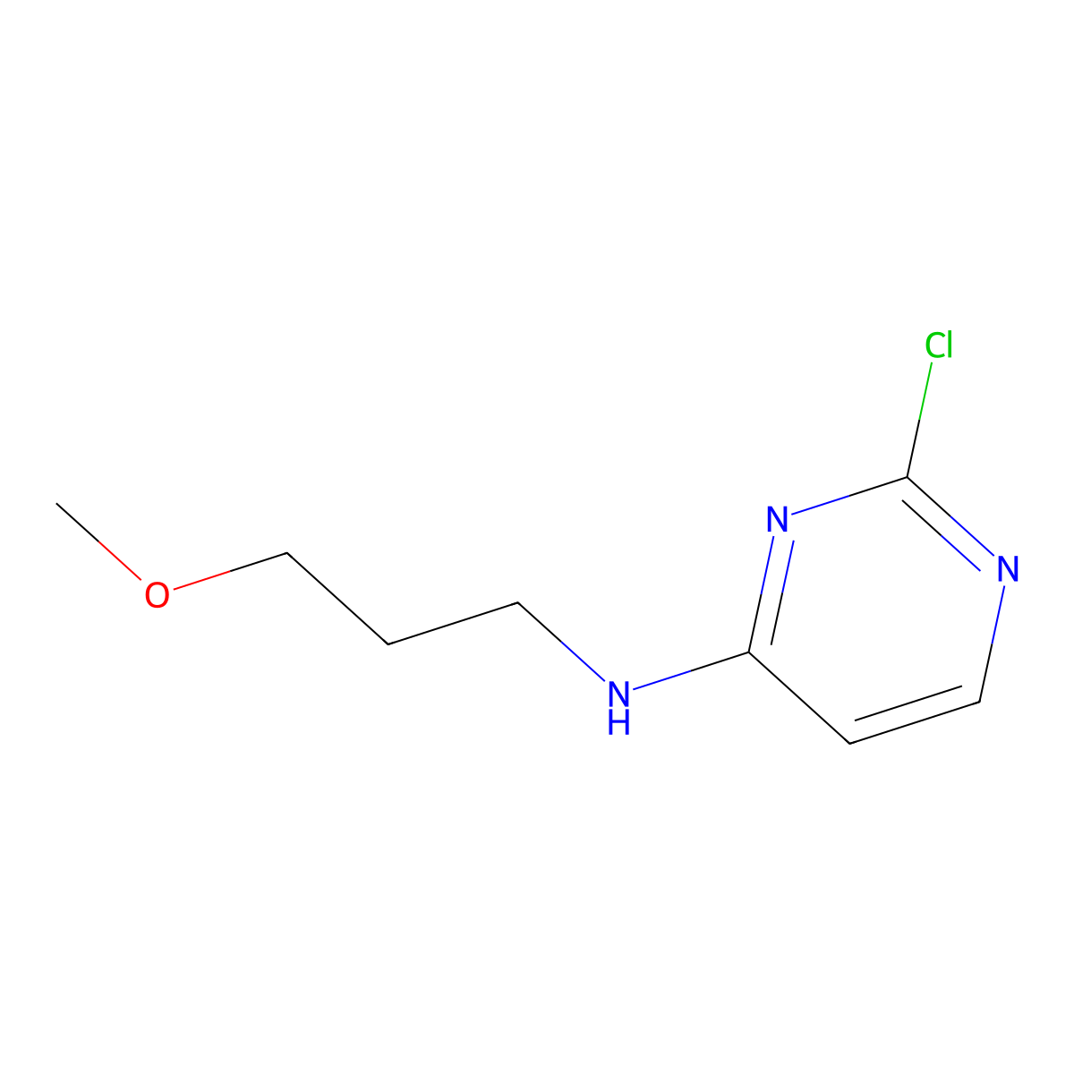 2-chloro-N-(3-methoxypropyl)pyrimidin-4-amine molecular structure, CAS 611172-92-0