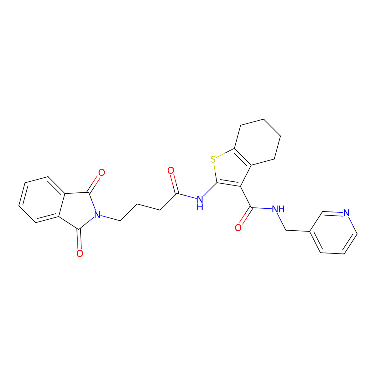 2-((4-(1,3-Dioxo-1,3-dihydro-2H-isoindol-2-YL)butanoyl)amino)-N-(3-pyrid inylmethyl)-4,5,6,7-tetrahydro-1-benzothiophene-3-carboxamide molecular structure, CAS 611175-65-6