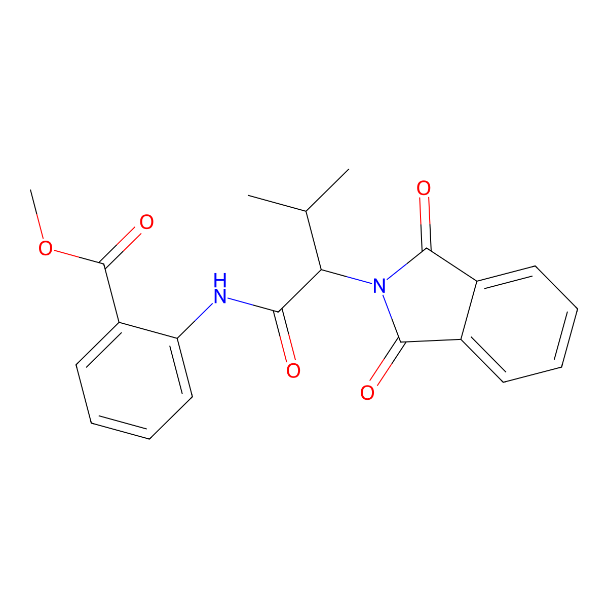 methyl 2-{[2-(1,3-dioxo-1,3-dihydro-2H-isoindol-2-yl)-3-methylbutanoyl]amino}benzoate molecular structure, CAS 611176-16-0