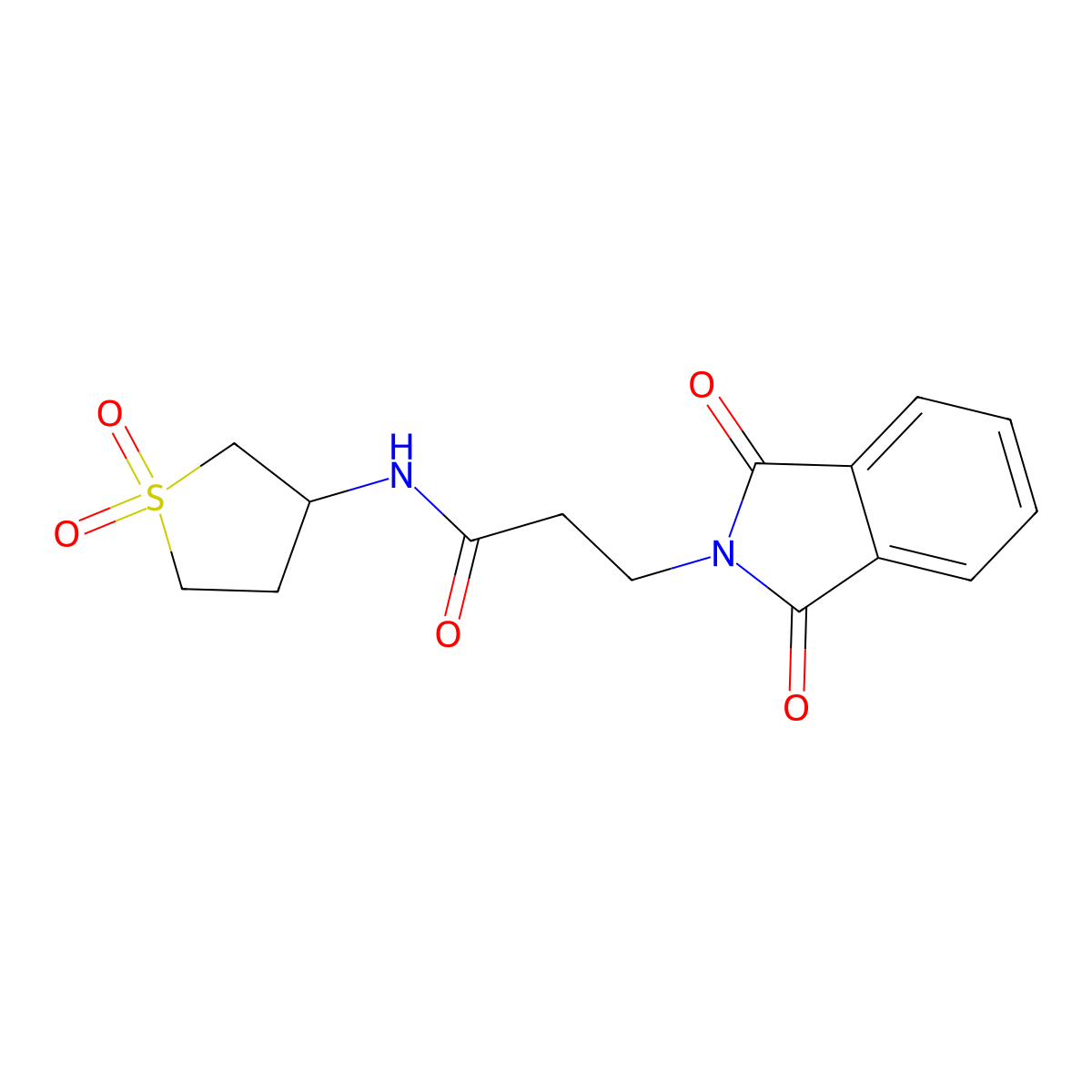 N-(1,1-dioxidotetrahydrothiophen-3-yl)-3-(1,3-dioxo-1,3-dihydro-2H-isoindol-2-yl)propanamide molecular structure, CAS 611176-24-0