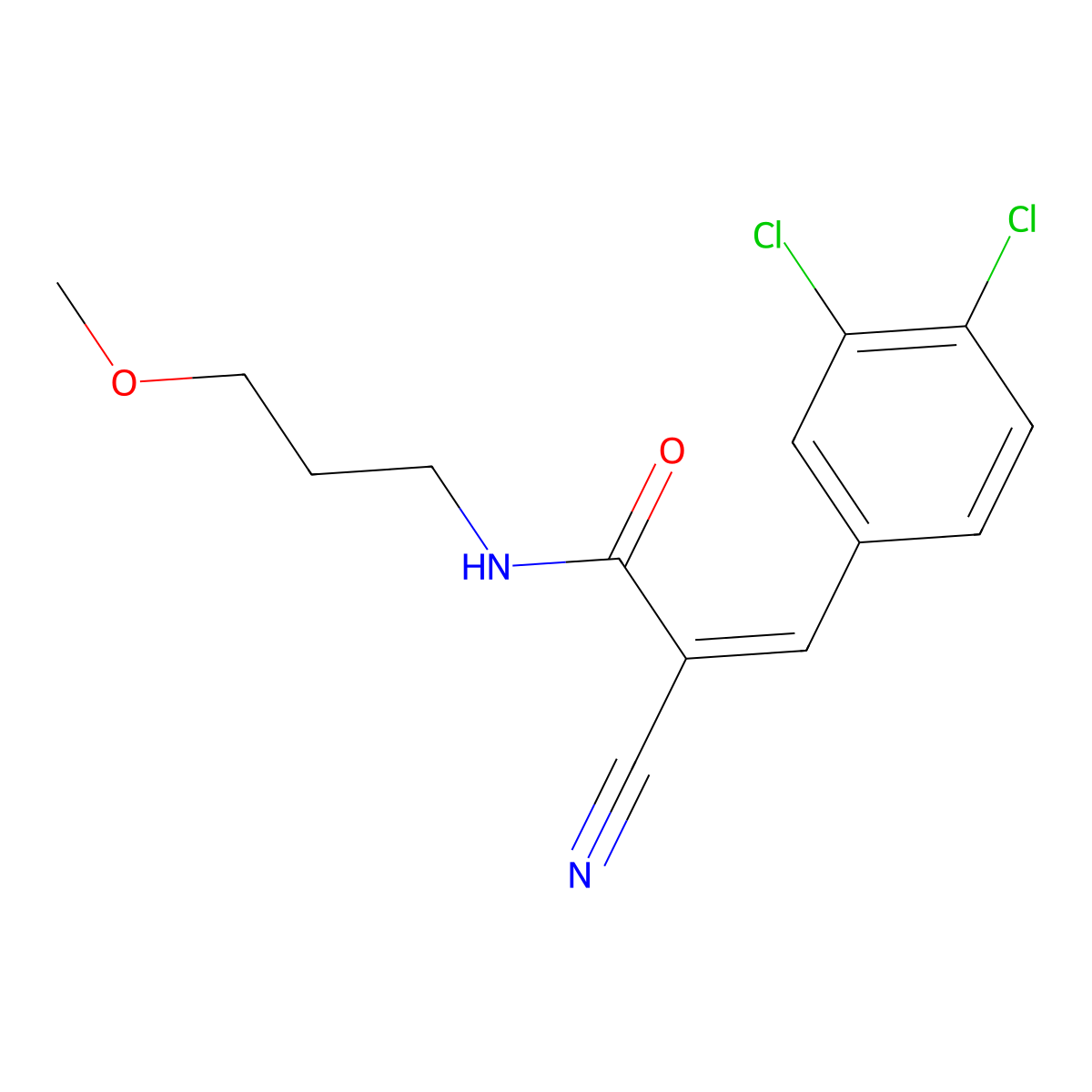 2-cyano-3-(3,4-dichlorophenyl)-N-(3-methoxypropyl)prop-2-enamide molecular structure, CAS 611186-23-3