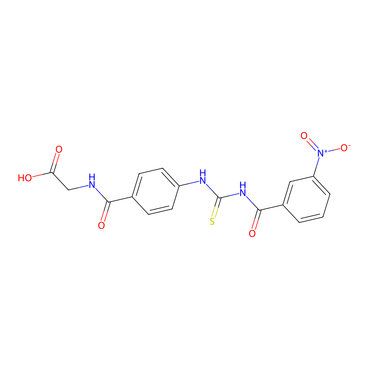 2-(4-(3-(3-Nitrobenzoyl)thioureido)benzamido)acetic acid molecular structure, CAS 611186-42-6