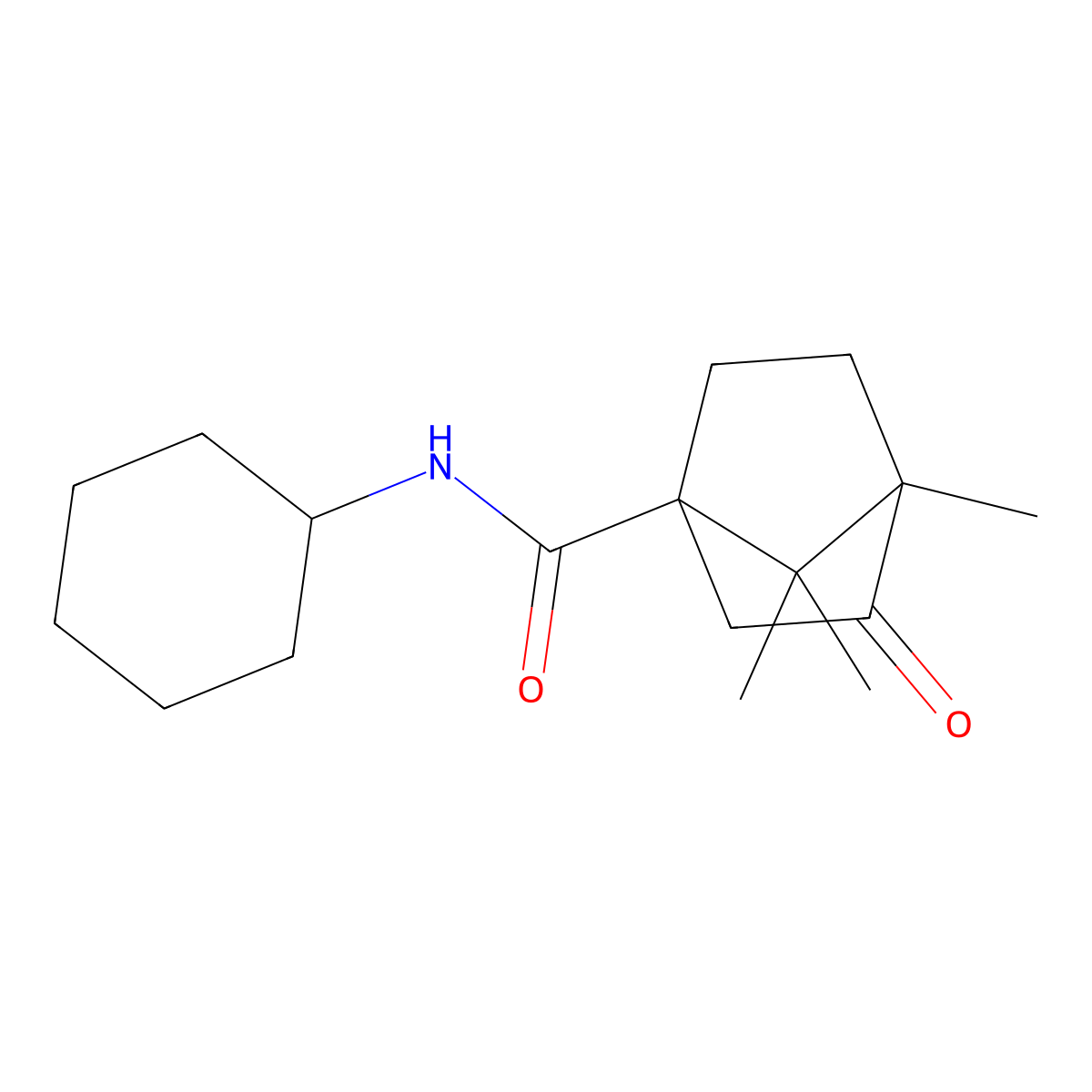 N-cyclohexyl-1,7,7-trimethyl-2-oxobicyclo[2.2.1]heptane-4-carboxamide molecular structure, CAS 611186-87-9