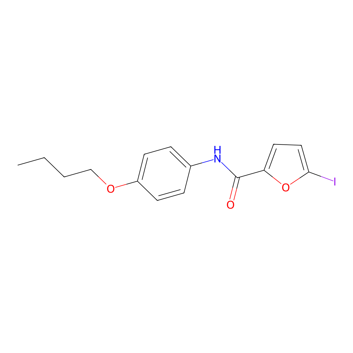 N-(4-butoxyphenyl)-5-iodofuran-2-carboxamide molecular structure, CAS 611186-95-9