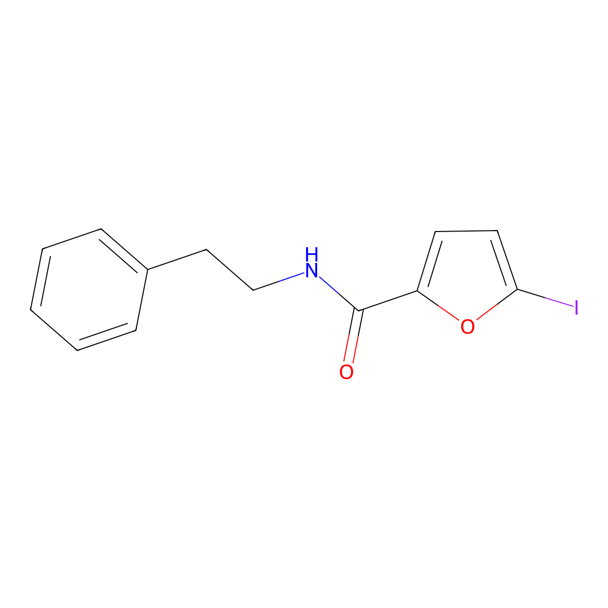 5-iodo-N-(2-phenylethyl)furan-2-carboxamide molecular structure, CAS 611186-98-2