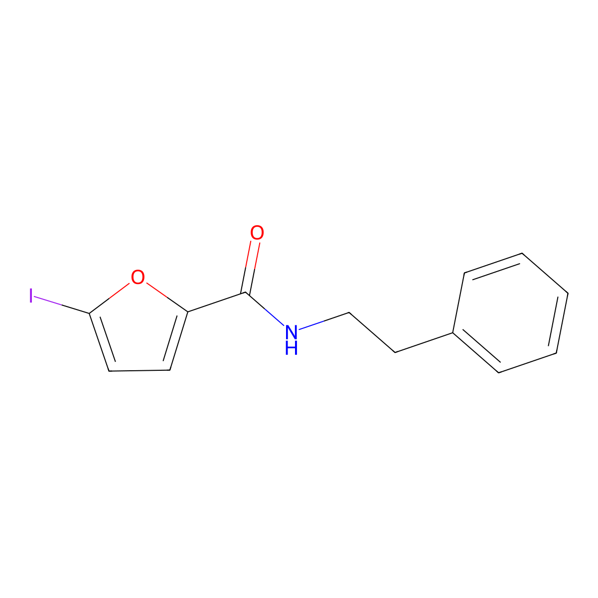 5-iodo-N-(2-phenylethyl)furan-2-carboxamide molecular structure, CAS 611186-98-2