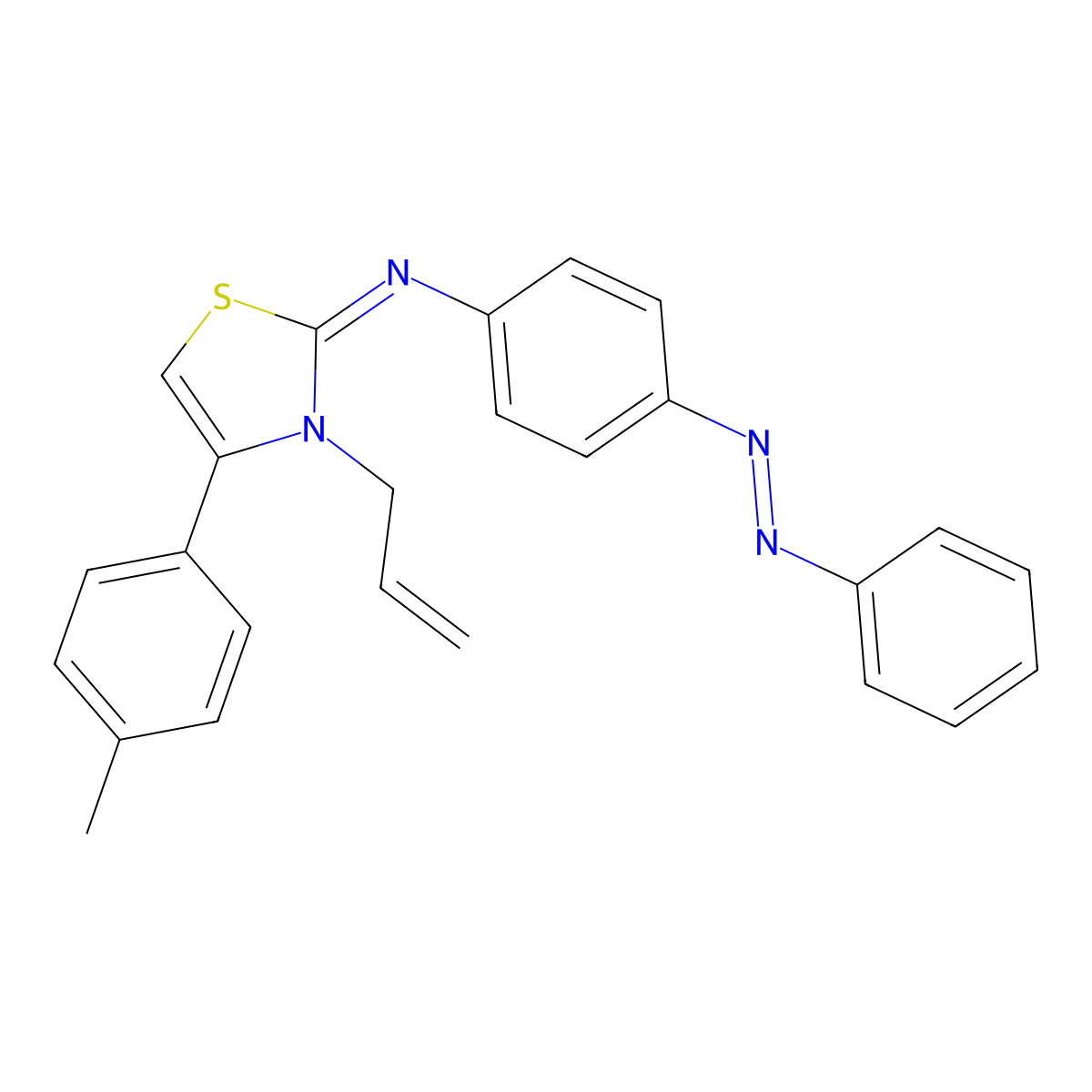 Benzenamine, N-[4-(4-methylphenyl)-3-(2-propen-1-yl)-2(3H)-thiazolylidene]-4-(2-phenyldiazenyl)- molecular structure, CAS 611191-91-4