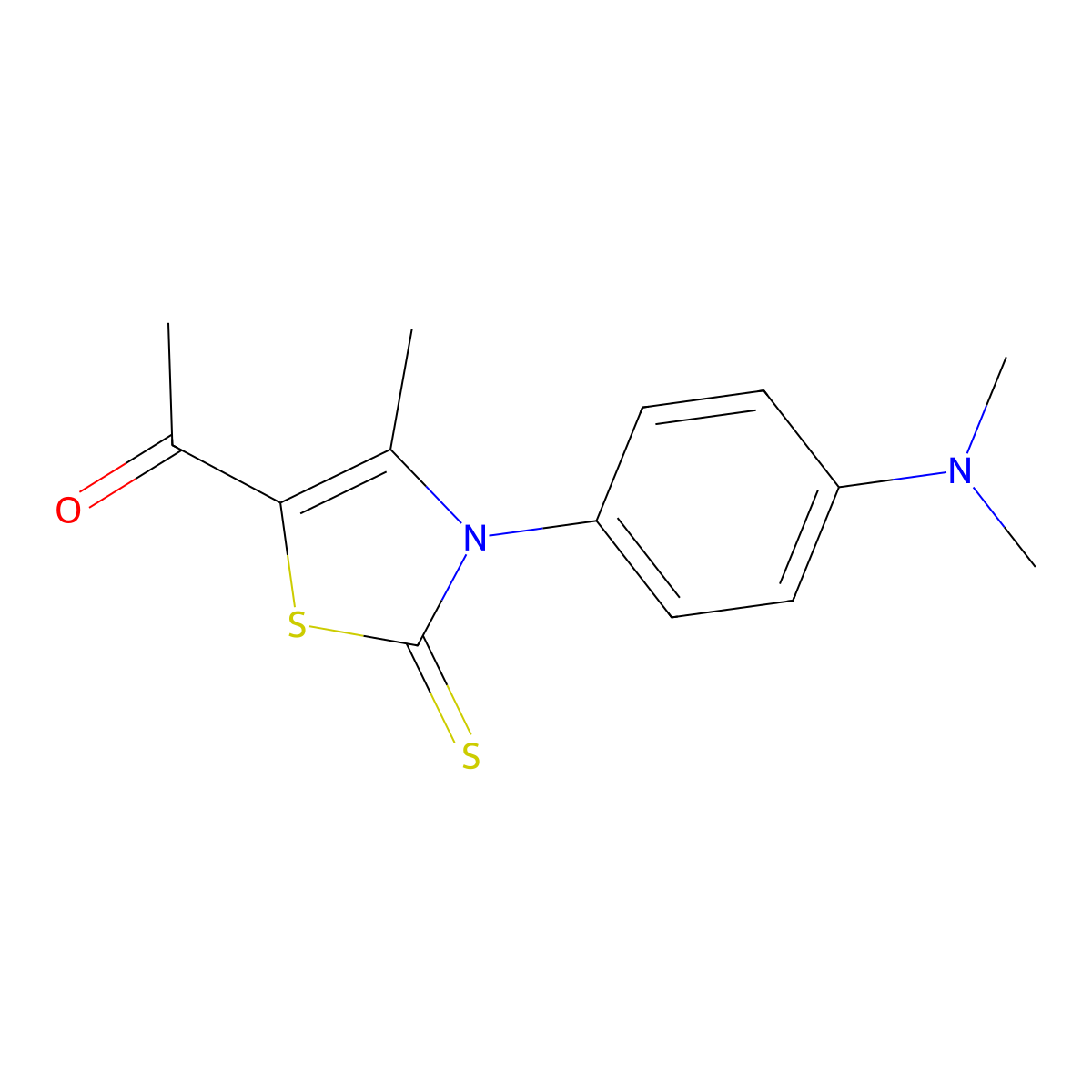 1-(3-(4-(Dimethylamino)phenyl)-4-methyl-2-thioxo-2,3-dihydrothiazol-5-yl)ethanone molecular structure, CAS 611192-26-8
