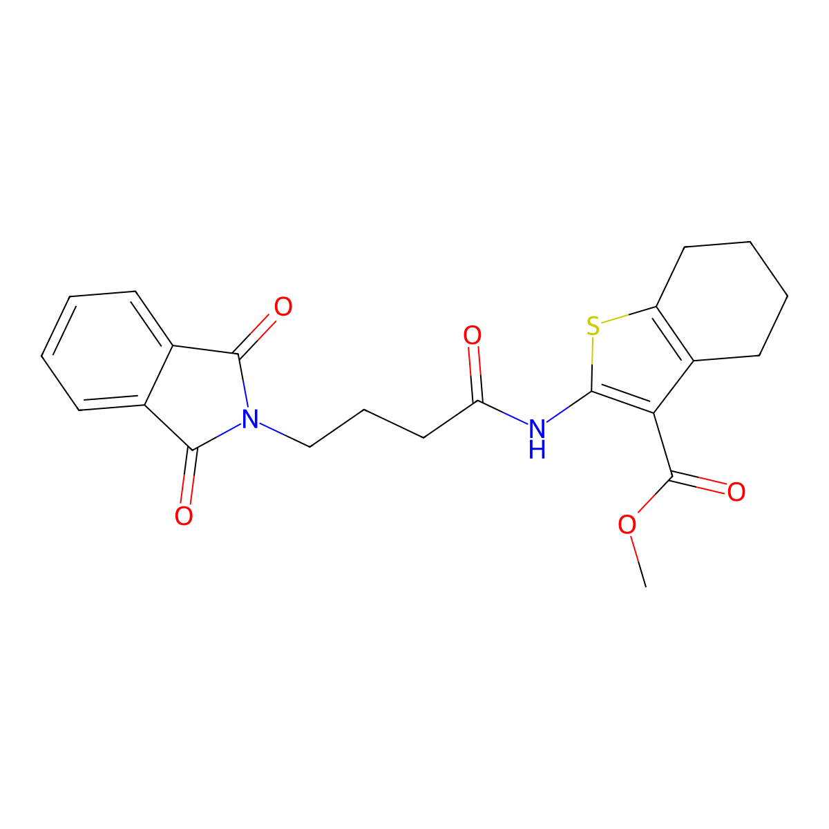 methyl 2-[4-(1,3-dioxo-2,3-dihydro-1H-isoindol-2-yl)butanamido]-4,5,6,7-tetrahydro-1-benzothiophene-3-carboxylate molecular structure, CAS 611192-99-5