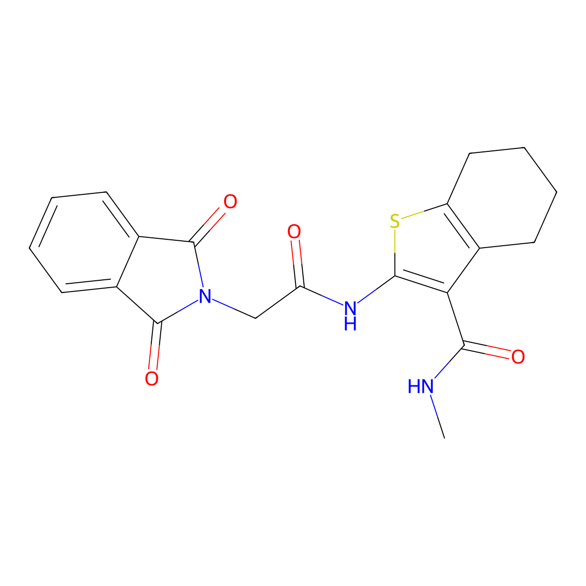 2-(2-(1,3-dioxoisoindolin-2-yl)acetamido)-N-methyl-4,5,6,7-tetrahydrobenzo[b]thiophene-3-carboxamide molecular structure, CAS 611193-15-8