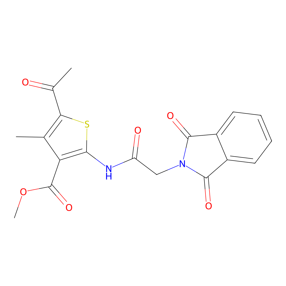 methyl 5-acetyl-2-{[(1,3-dioxo-1,3-dihydro-2H-isoindol-2-yl)acetyl]amino}-4-methylthiophene-3-carboxylate molecular structure, CAS 611193-22-7
