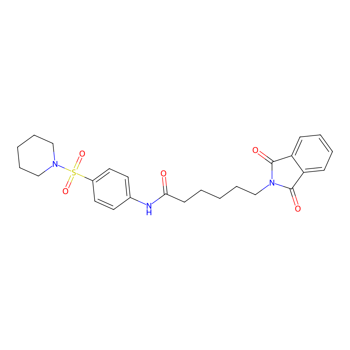 6-(1,3-dioxo-1,3-dihydro-2H-isoindol-2-yl)-N-[4-(piperidin-1-ylsulfonyl)phenyl]hexanamide molecular structure, CAS 611193-56-7