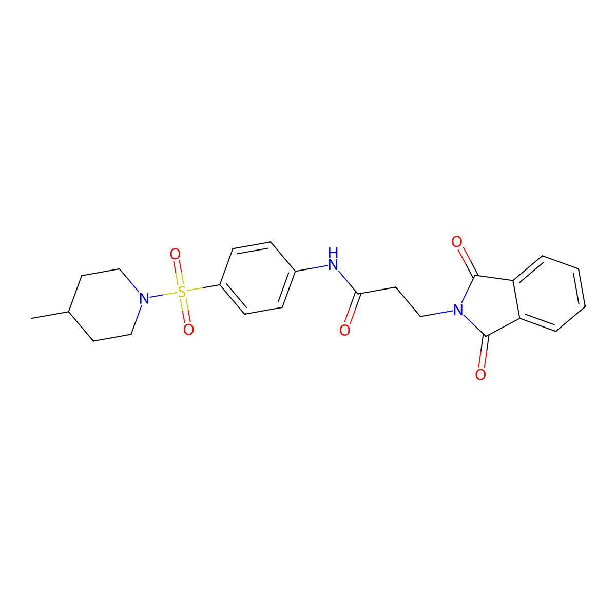 3-(1,3-dioxo-1,3-dihydro-2H-isoindol-2-yl)-N-{4-[(4-methyl-1-piperidinyl)sulfonyl]phenyl}propanamide molecular structure, CAS 611193-70-5